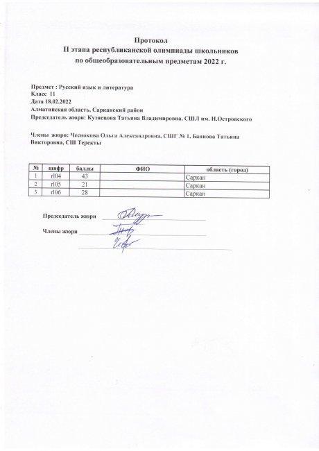 протокол 11 сынып орыстілі