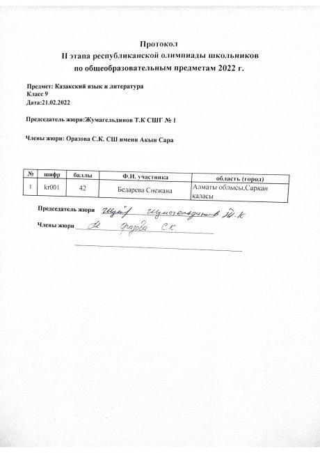 Протокол 9 класс қазақ тілі