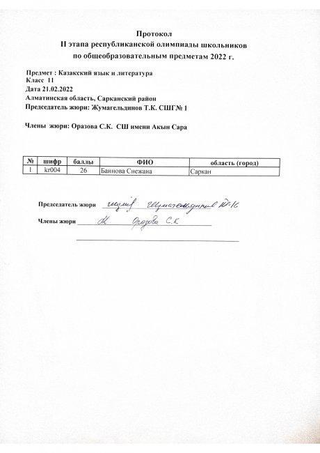 протокол 11 сынып қазақ тілі орыс сыныбында