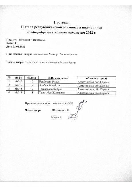 протокол 11 кл.история